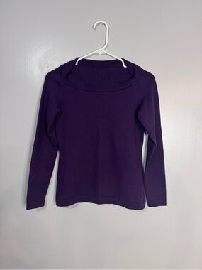 Banana Republic Extra Fibe Merino Purple Long Sleeve Boatneck Top Size XS